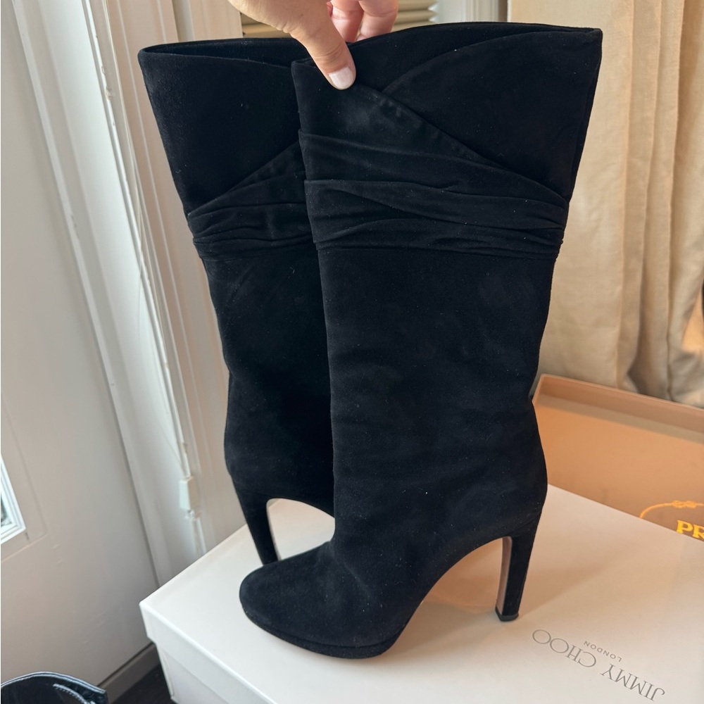 PRADA | Suede Heeled Boots, 37